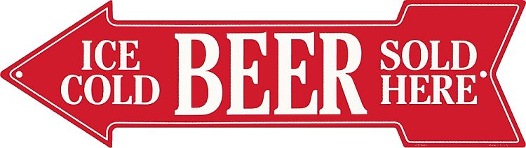 Signs 4 Fun Arrow Sign | Ice Cold Beer | 20 x 5.75 | Embossed Aluminum Sign | Made in the USA | SACB