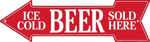Signs 4 Fun Arrow Sign | Ice Cold Beer | 20 x 5.75 | Embossed Aluminum Sign | Made in the USA | SACB