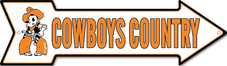 Signs 4 Fun Arrow Sign | OK State Cowboy Country | 20 x 5.75 | Embossed Aluminum Sign | Made in the USA | SACCC