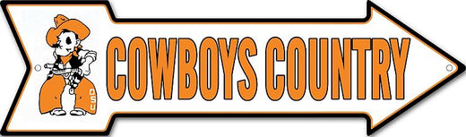 Signs 4 Fun Arrow Sign | OK State Cowboy Country | 20 x 5.75 | Embossed Aluminum Sign | Made in the USA | SACCC