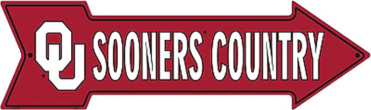 Signs 4 Fun Arrow Sign | OK Univ. Sooner Country | 20 x 5.75 | Embossed Aluminum Sign | Made in the USA | SACOS