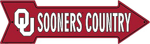 Signs 4 Fun Arrow Sign | OK Univ. Sooner Country | 20 x 5.75 | Embossed Aluminum Sign | Made in the USA | SACOS