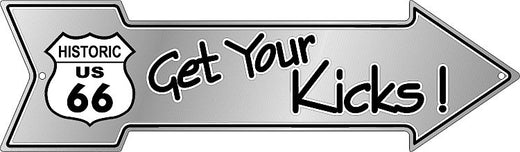 Signs 4 Fun Arrow Sign | 66 Get Your Kicks | 20 x 5.75 | Embossed Aluminum Sign | Made in the USA | SAD66K