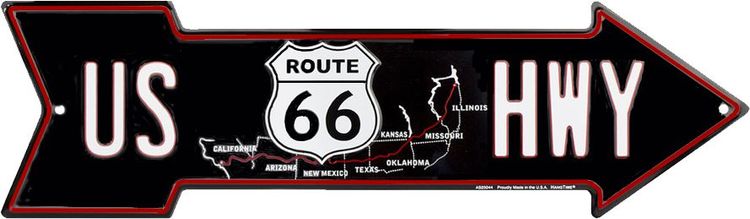 Signs 4 Fun Arrow Sign | 66 Map US HWY | 20 x 5.75 | Embossed Aluminum Sign | Made in the USA | SAD6M