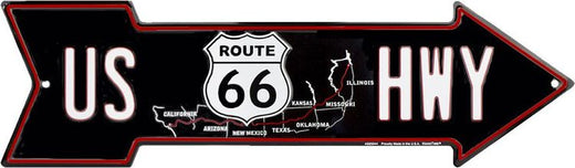 Signs 4 Fun Arrow Sign | 66 Map US HWY | 20 x 5.75 | Embossed Aluminum Sign | Made in the USA | SAD6M