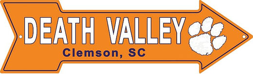 Signs 4 Fun Arrow Sign | Clemson-Death Valley | 20” x 5.75” | Embossed Aluminum Sign | Made in the USA | SADV