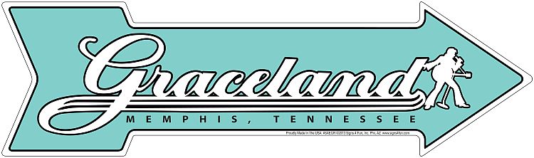 Signs 4 Fun Arrow Sign | Graceland | 20” x 5.75” | Embossed Aluminum Sign | Made in the USA | SAEGR