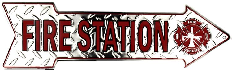 Signs 4 Fun Arrow Sign | Fire Station | 20 x 5.75 | Embossed Aluminum Sign | Made in the USA | SAFM