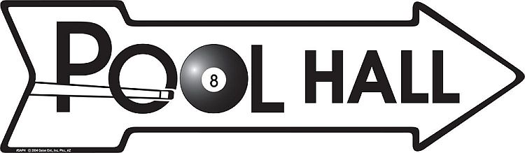 Signs 4 Fun Arrow Sign | Pool Hall | 20 x 5.75 | Embossed Aluminum Sign | Made in the USA | SAPH