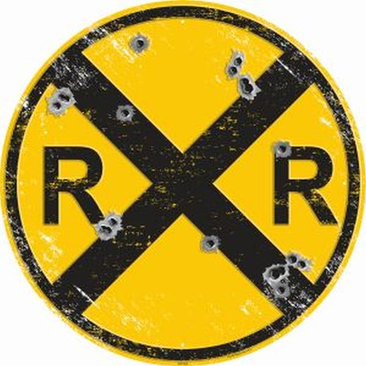 Signs 4 Fun Large Round Sign | Railroad Bullet Holes Sign | 24 Diameter | Embossed Aluminum Sign | Made in the USA