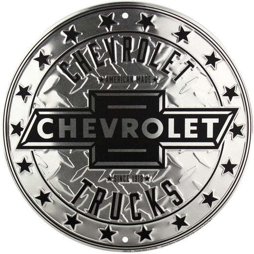 Signs 4 Fun Large Round Sign | Chevy Trucks Sign | 24 Diameter | Embossed Aluminum Sign | Made in the USA