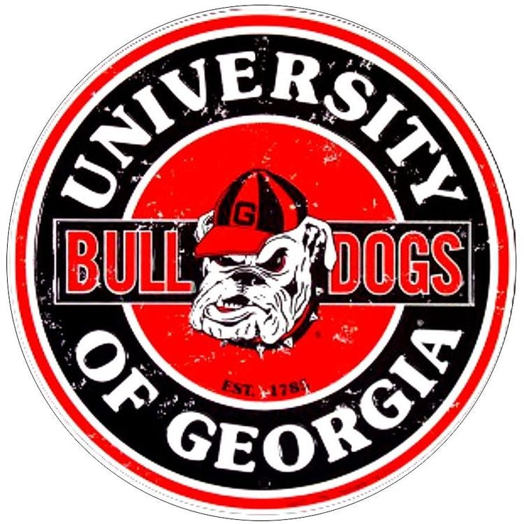 Signs 4 Fun Large Round Sign | Georgia Bulldogs Sign | 24 Diameter | Embossed Aluminum Sign | Made in the USA