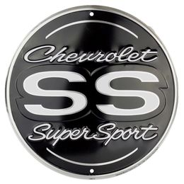 Signs 4 Fun SC60131 Chevy Super Sport 24 Inch Round Sign, Black