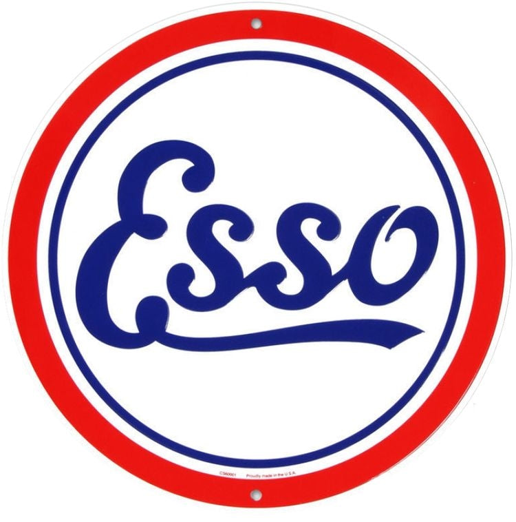 Signs 4 Fun Large Round Sign | Esso Oil Sign | 24” Diameter | Embossed Aluminum Sign | Made in the USA