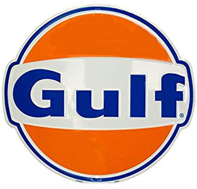 Signs 4 Fun Large Round Sign | Gulf Oil Sign | 24” Diameter | Embossed Aluminum Sign | Made in the USA