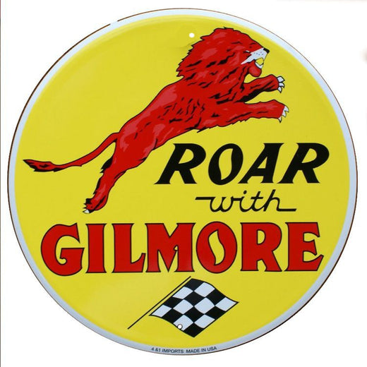 Signs 4 Fun Large Round Sign | Gilmore Gas Sign | 24” Diameter | Embossed Aluminum Sign | Made in The USA