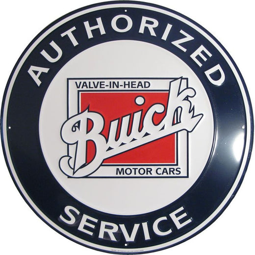 Signs 4 Fun SCRD124 Buick Service 24 inch Large Round Sign, Blue