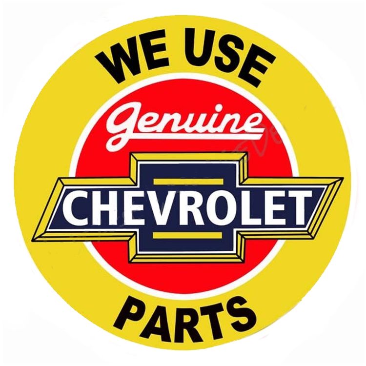 Signs 4 Fun Large Round Sign | Genuine Chevy Parts Sign | 24” Diameter | Embossed Aluminum Sign | Made in the USA