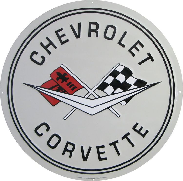 Signs 4 Fun SCRD8 Corvette 24 inch Large Round Sign, Grey