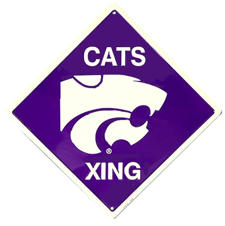 Signs 4 Fun Decorative Crossing Sign | Kansas State Wildcats Xing | 12 x 12 | Embossed Aluminum Sign | Made in the USA | SD67006