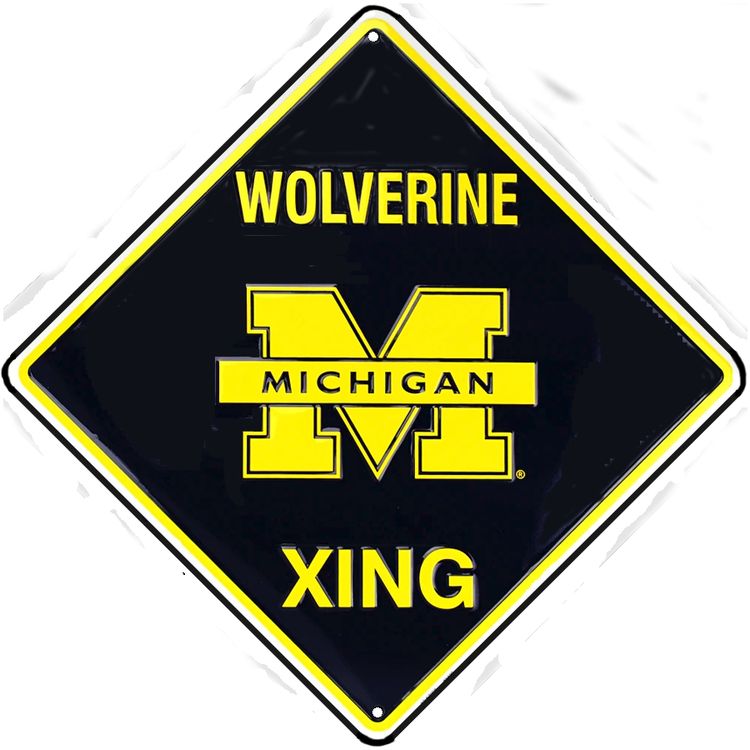 Signs 4 Fun Decorative Crossing Sign | M. Univ Wolverine Xing | 12 x 12 | Embossed Aluminum Sign | Made in the USA | SD67008