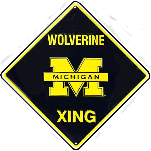 Signs 4 Fun Decorative Crossing Sign | M. Univ Wolverine Xing | 12 x 12 | Embossed Aluminum Sign | Made in the USA | SD67008