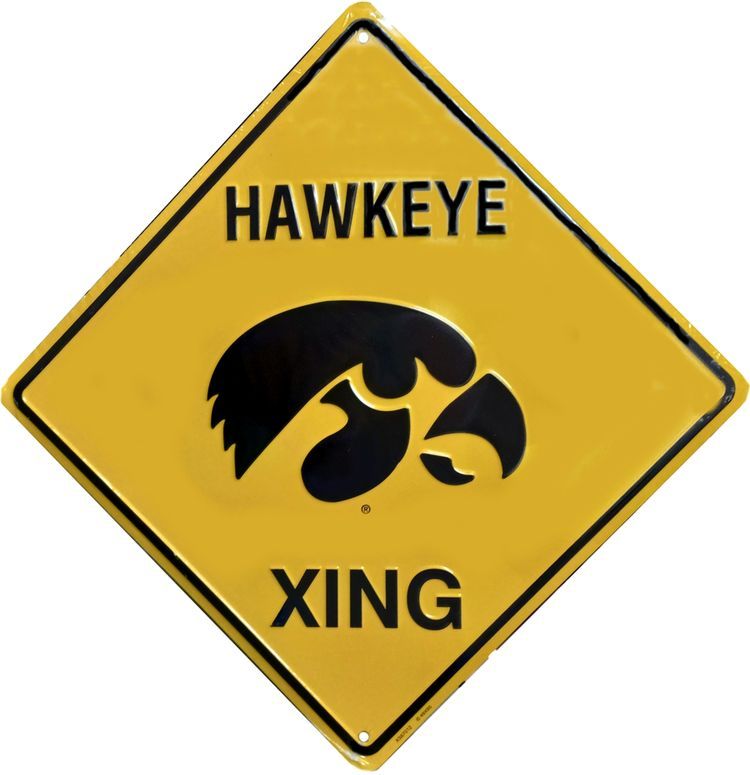 Signs 4 Fun Decorative Crossing Sign | IA Univ Hawkeyes Xing | 12 x 12 | Embossed Aluminum Sign | Made in the USA | SD67012
