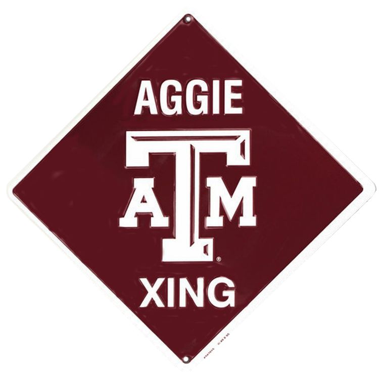 Signs 4 Fun Decorative Crossing Sign | TX A&M Xing | 12” x 12” | Embossed Aluminum Sign | Made in the USA | SD67015