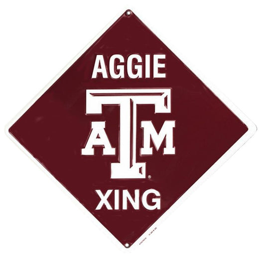 Signs 4 Fun Decorative Crossing Sign | TX A&M Xing | 12” x 12” | Embossed Aluminum Sign | Made in the USA | SD67015