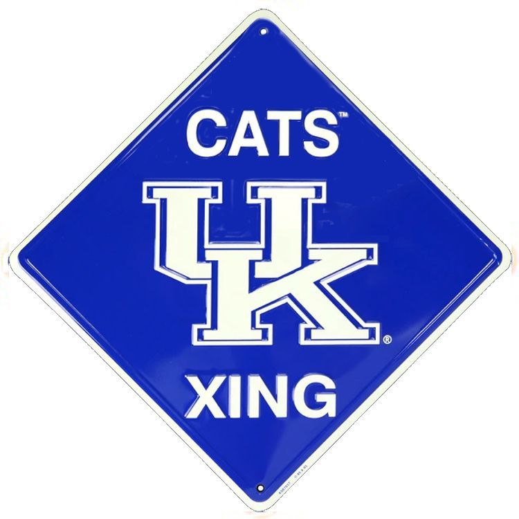 Signs 4 Fun Decorative Crossing Sign | KY Univ Cats Xing | 12 x 12 | Embossed Aluminum Sign | Made in the USA | SD67017