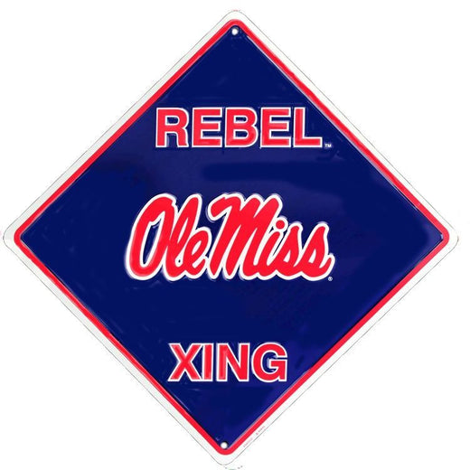 Signs 4 Fun Decorative Crossing Sign | MS Univ Ole Miss Rebels Xing | 12 x 12 | Embossed Aluminum Sign | Made in the USA | SD67022