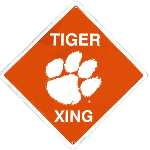 Signs 4 Fun Decorative Crossing Sign | Clemson Tiger Xing | 24” x 5” | Embossed Aluminum Sign | Made in the USA | SD67023