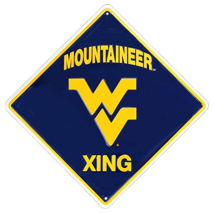 Signs 4 Fun Decorative Crossing Sign | WV Univ. Mountaineer Xing | 24 x 5 | Embossed Aluminum Sign | Made in the USA | SD67046