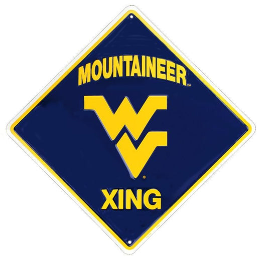 Signs 4 Fun Decorative Crossing Sign | WV Univ. Mountaineer Xing | 24 x 5 | Embossed Aluminum Sign | Made in the USA | SD67046