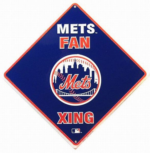 Signs 4 Fun Decorative Crossing Sign | NY Mets Xing | 12” x 12” | Embossed Aluminum Sign | Made in the USA | SDBNM