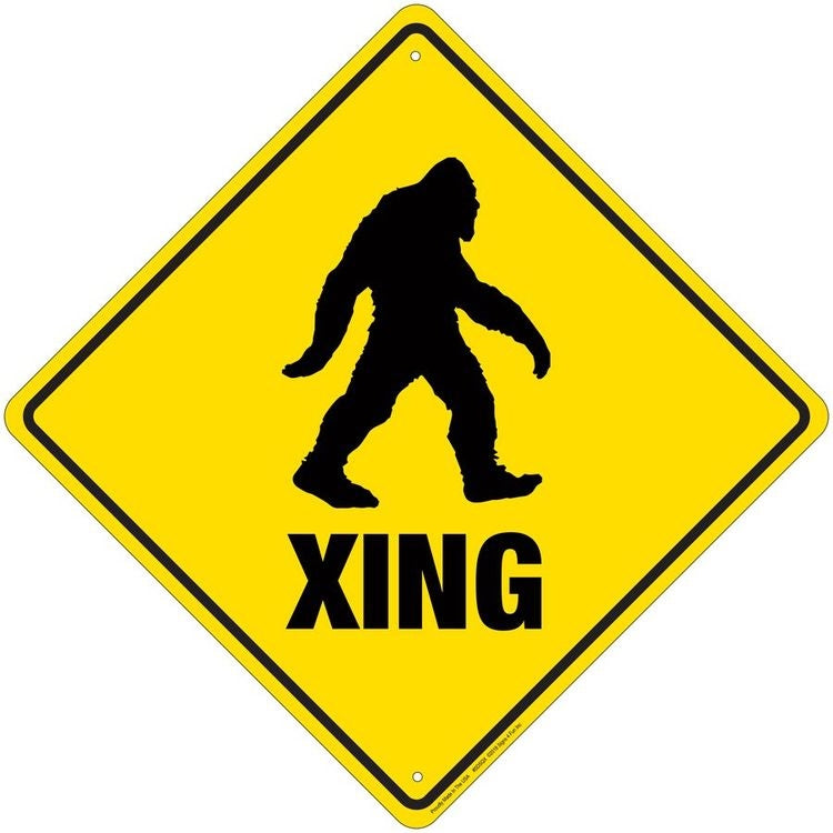 Signs 4 Fun Decorative Crossing Sign | Sasquatch Xing | 12 x 12 | Embossed Aluminum Sign | Made in the USA | SDSQ