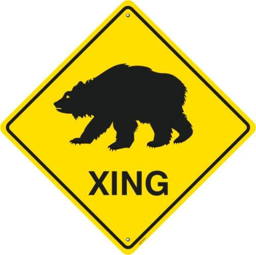 Signs 4 Fun Decorative Crossing Sign | Bear Xing | 24 x 5 | Embossed Aluminum Sign | Made in the USA | SDXB