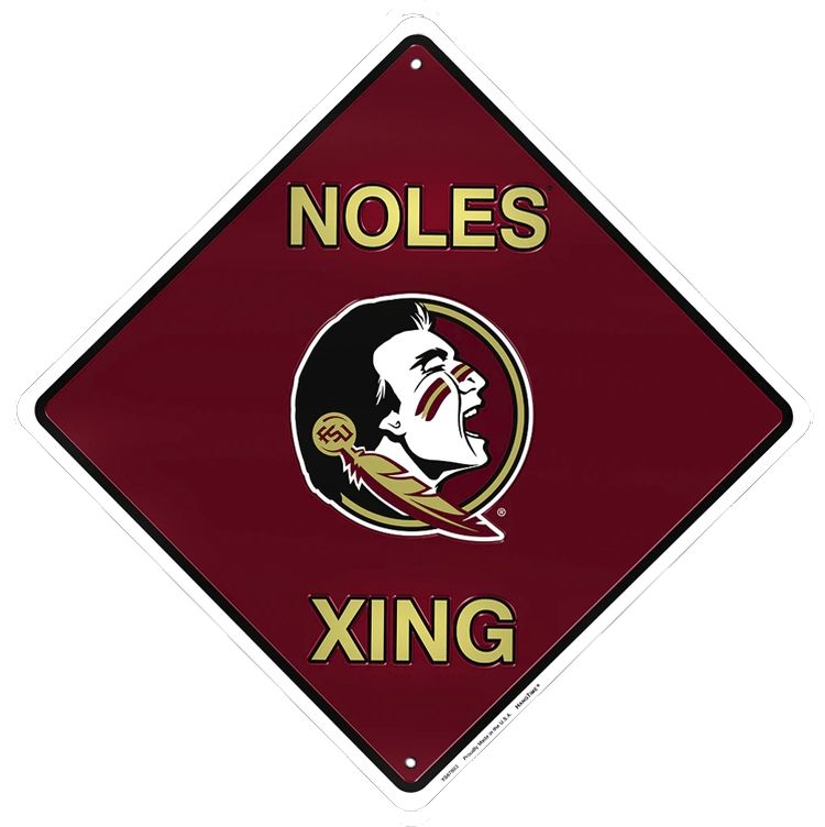Signs 4 Fun Decorative Crossing Sign | Florida State Noles Xing | 12 x 12 | Embossed Aluminum Sign | Made in the USA | SDXCFS