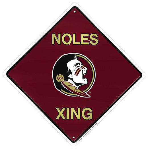 Signs 4 Fun Decorative Crossing Sign | Florida State Noles Xing | 12 x 12 | Embossed Aluminum Sign | Made in the USA | SDXCFS