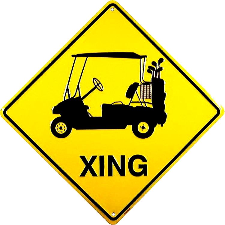 Signs 4 Fun Decorative Crossing Sign | Golf Cart Xing | 12 x 12 | Embossed Aluminum Sign | Made in the USA | SDXGC