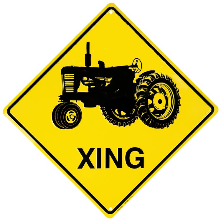 Signs 4 Fun Decorative Crossing Sign | Tractor Xing | 12 x 12 | Embossed Aluminum Sign | Made in the USA | SDXT