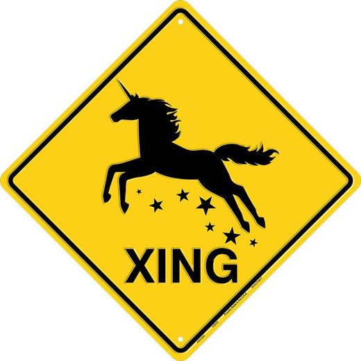 Signs 4 Fun Decorative Crossing Sign | Unicorn Xing | 12 x 12 | Embossed Aluminum Sign | Made in the USA | SDXU