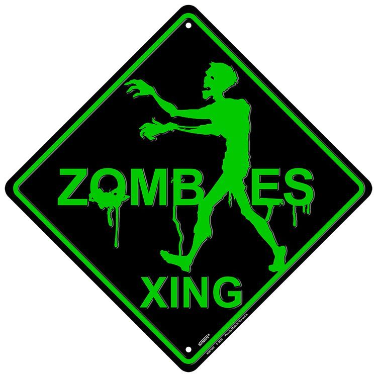 Signs 4 Fun Decorative Crossing Sign | Zombie Xing | 12 x 12 | Embossed Aluminum Sign | Made in the USA | SDXZ