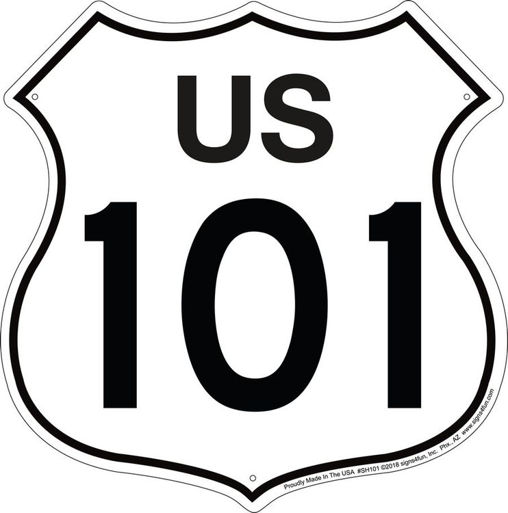 Signs 4 Fun Shield Sign | Route 101 Shield Sign | 11 x 11.5 | Embossed Aluminum Sign | Made in the USA