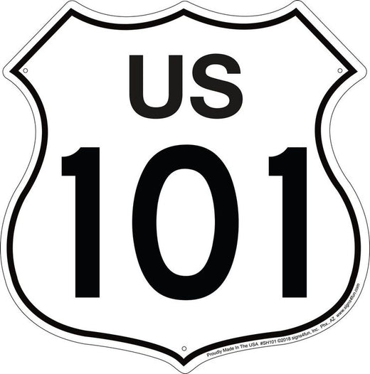 Signs 4 Fun Shield Sign | Route 101 Shield Sign | 11 x 11.5 | Embossed Aluminum Sign | Made in the USA