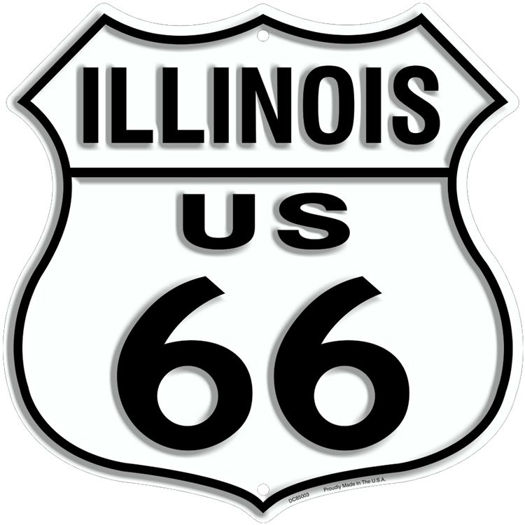 Signs 4 Fun Shield Sign | Route 66 Illinois Shield Sign | 11” x 11.5” | Embossed Aluminum Sign | Made in the USA