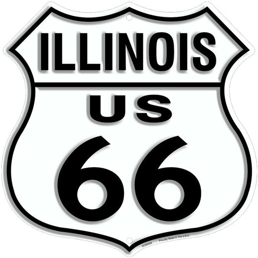 Signs 4 Fun Shield Sign | Route 66 Illinois Shield Sign | 11” x 11.5” | Embossed Aluminum Sign | Made in the USA