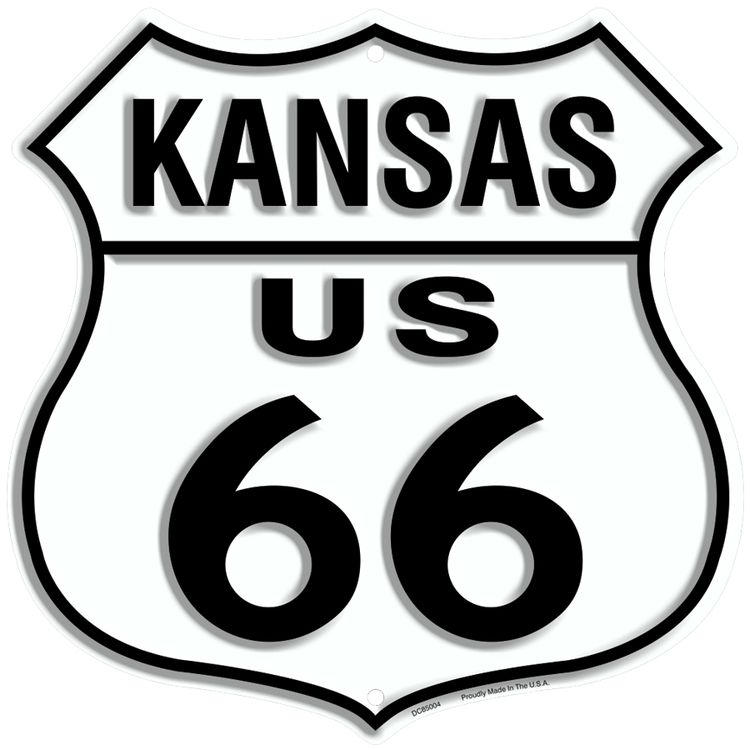 Signs 4 Fun Shield Sign | Route 66 Kansas Shield Sign | 11” x 11.5” | Embossed Aluminum Sign | Made in the USA