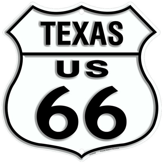 Signs 4 Fun Shield Sign | Route 66 Texas Shield Sign | 11 x 11.5 | Embossed Aluminum Sign | Made in The USA