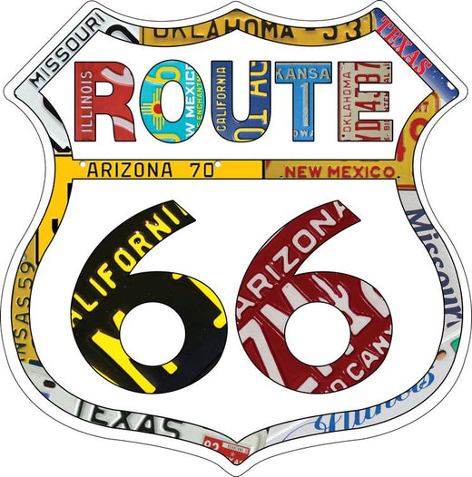 Signs 4 Fun Shield Sign | Route 66 Plate Border Shield | 11 x 11.5 | Embossed Aluminum Sign | Made in the USA